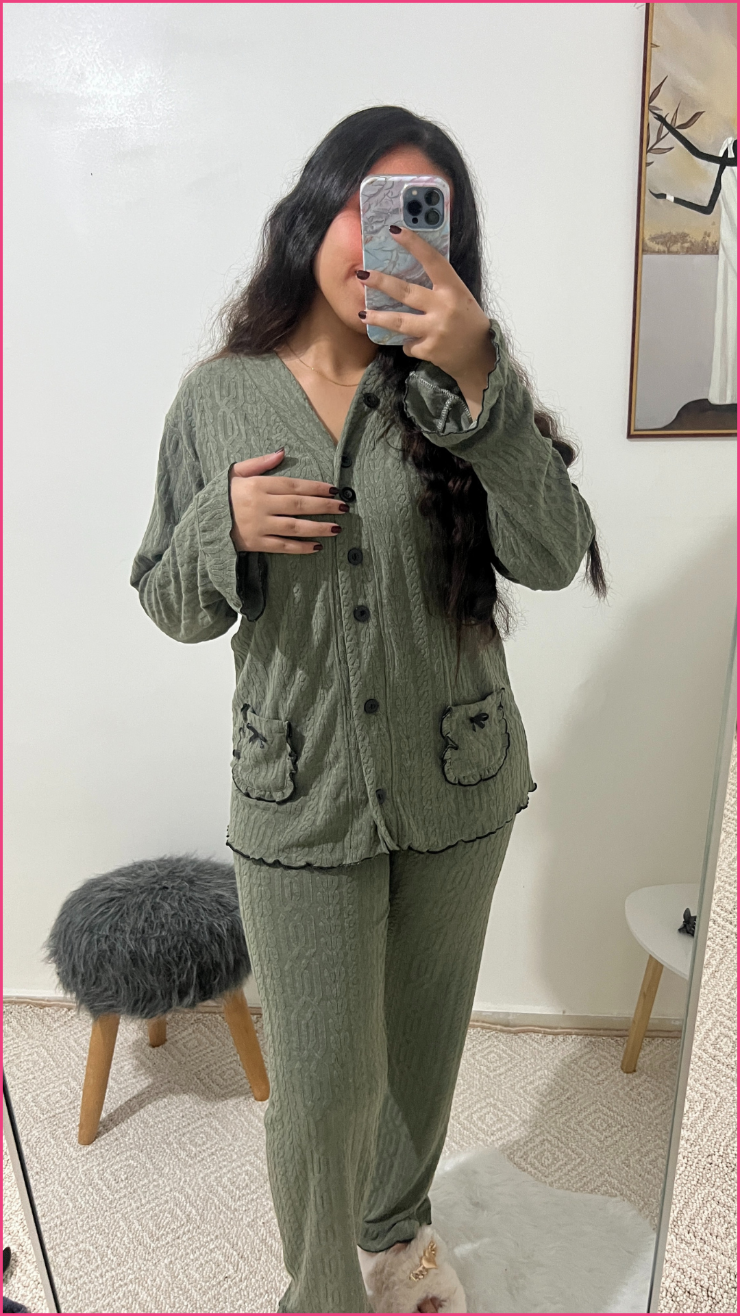 Pyjama  texturé avec boutons noirs 🖤-  Réf #1316