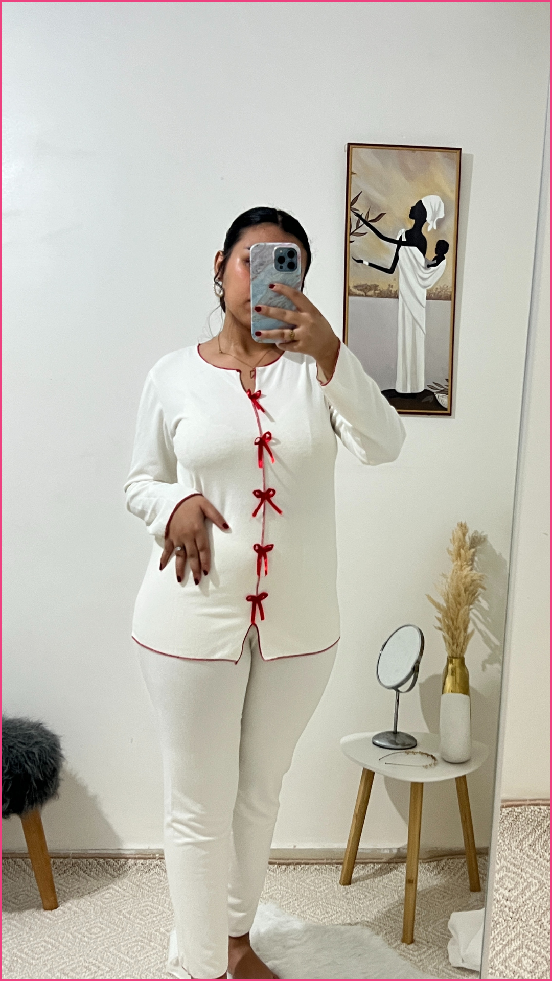 Pyjama douce avec nœuds rouges✨ -  Réf #1215