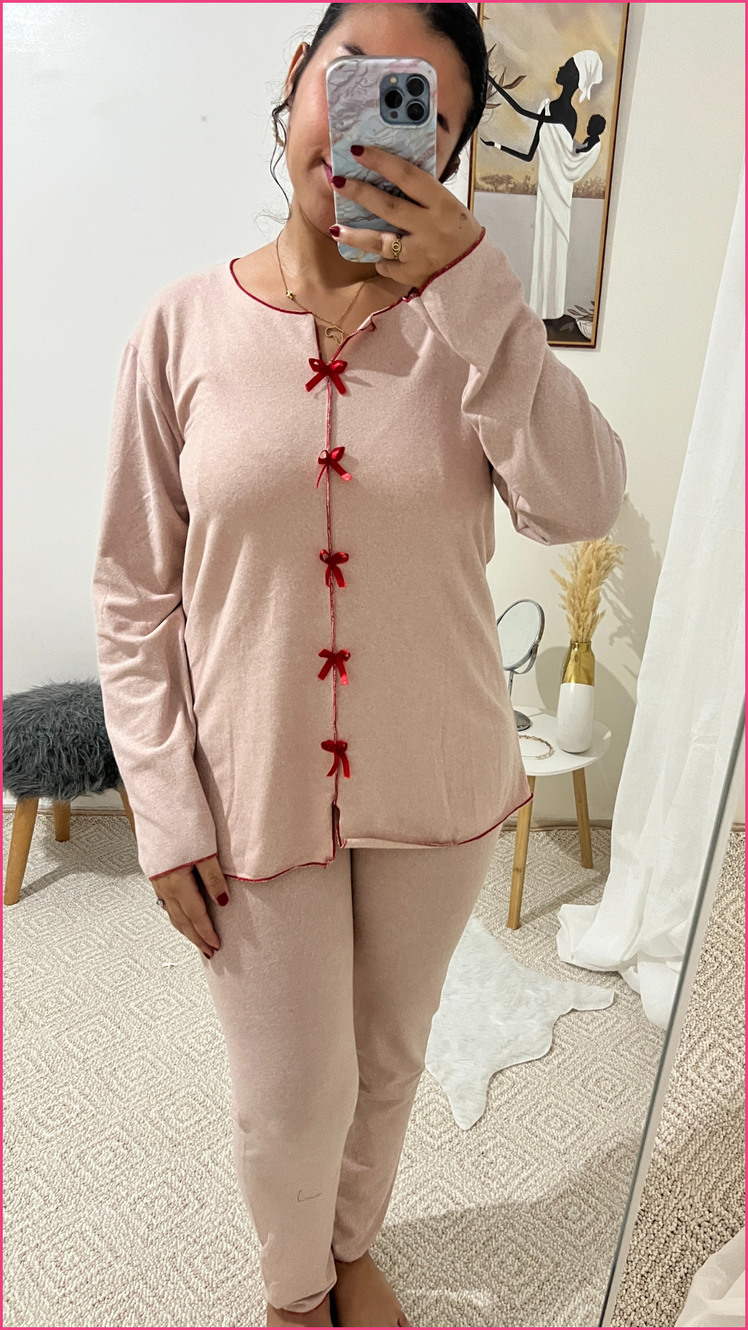 Pyjama douce avec nœuds rouges✨ -  Réf #1215