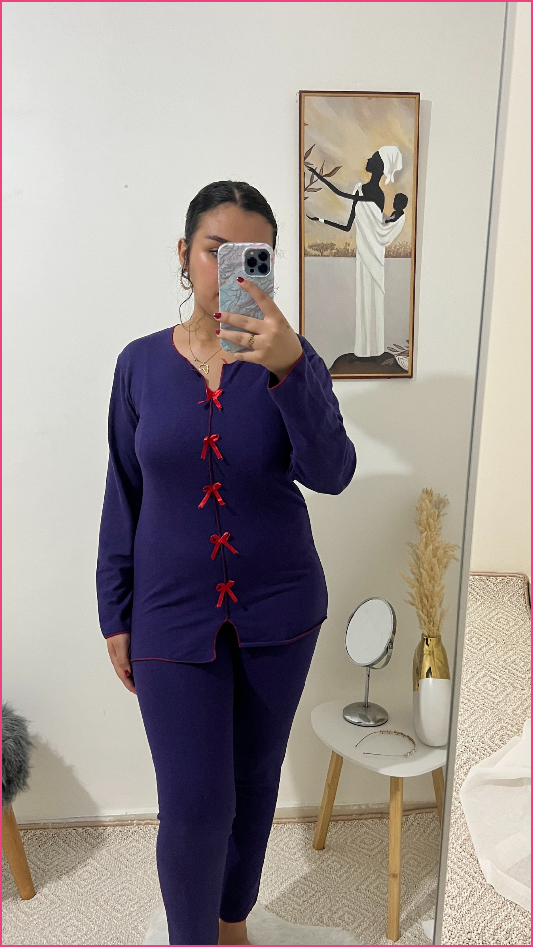 Pyjama douce avec nœuds rouges✨ -  Réf #1215