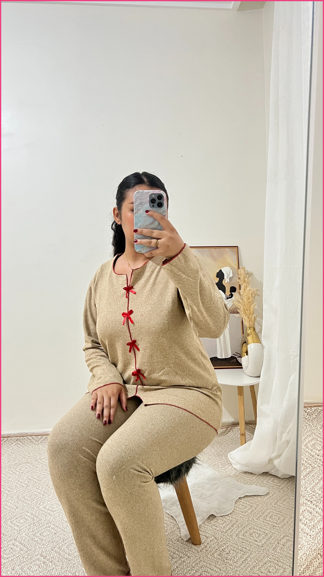 Pyjama douce avec nœuds rouges✨ -  Réf #1215