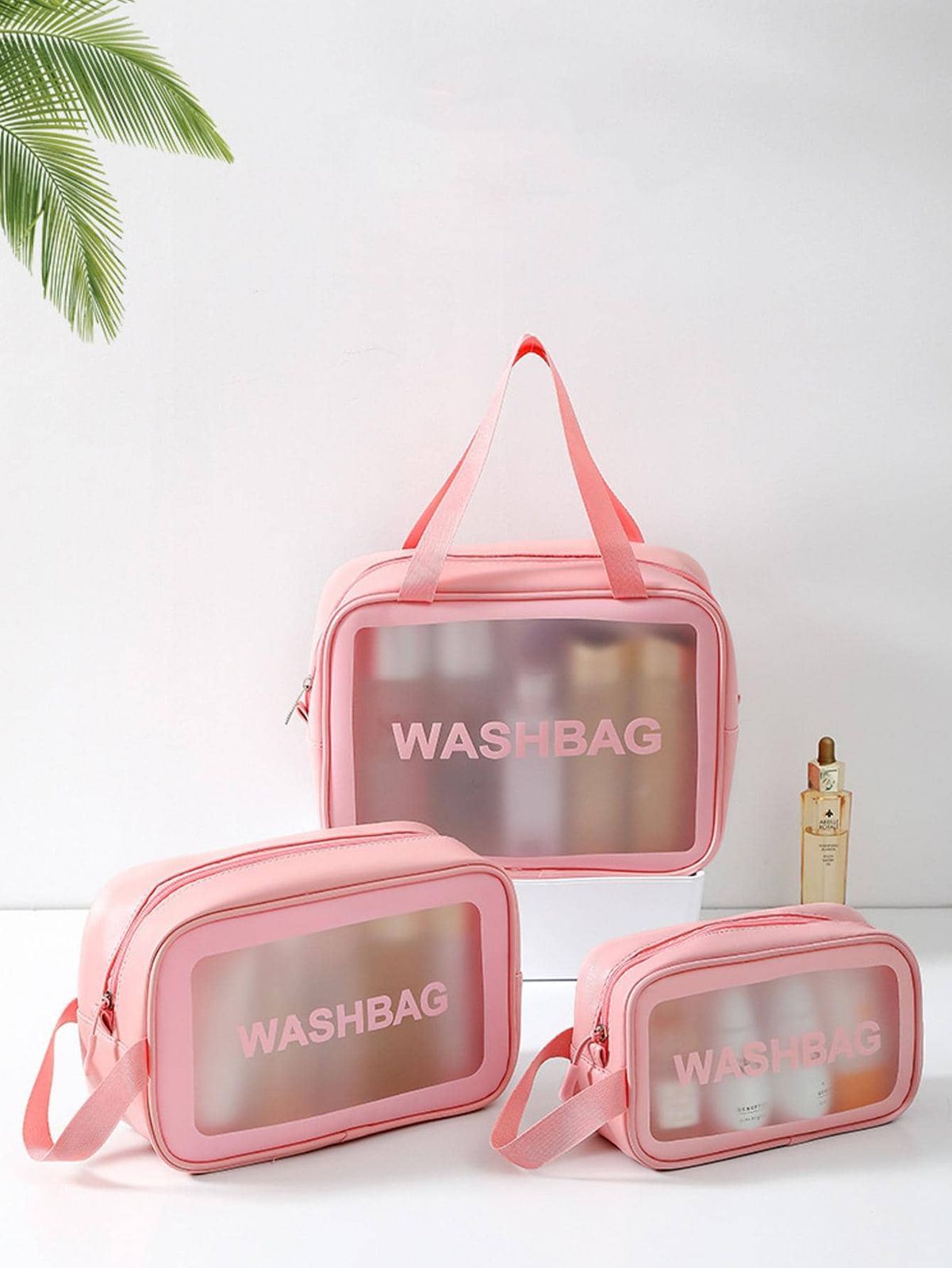 Pack de 3 Pcs Trousse Washbag Transparent pour Femme de Maquillage