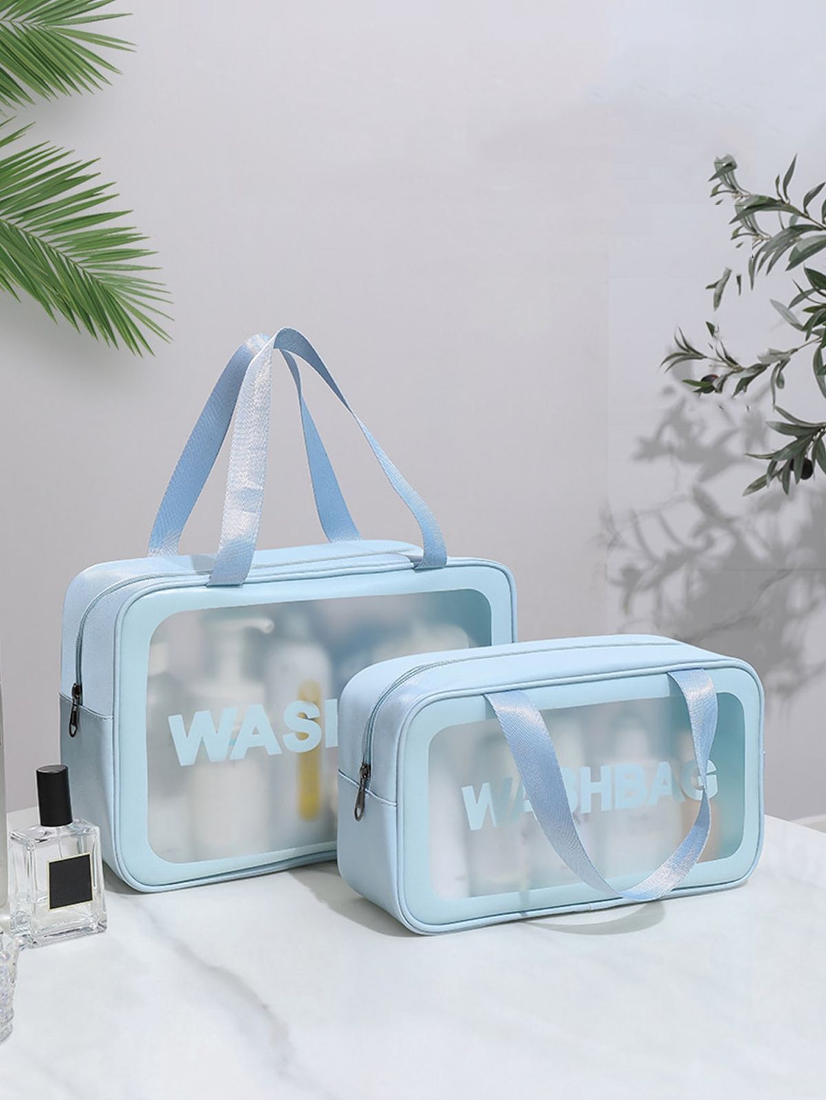Pack de 3 Pcs Trousse Washbag Transparent pour Femme de Maquillage