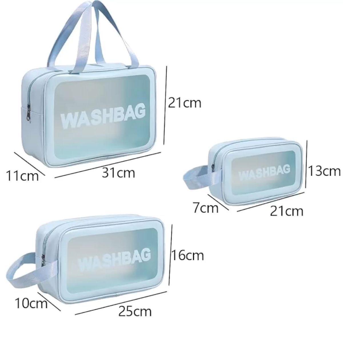 Pack de 3 Pcs Trousse Washbag Transparent pour Femme de Maquillage